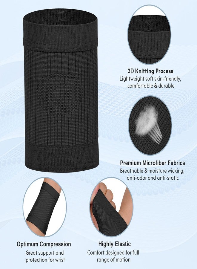 KEKING® Compression Wrist Sleeves for Women Men, 1 Pair, Premium Wrist Support Bands for Carpal Tunnel, Improve Circulation & Recovery, Tendonitis, Tennis, Sports - Wrist Brace Wrist Wraps, Black S - Image 2