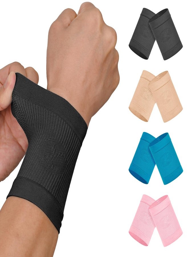 KEKING® Compression Wrist Sleeves for Women Men, 1 Pair, Premium Wrist Support Bands for Carpal Tunnel, Improve Circulation & Recovery, Tendonitis, Tennis, Sports - Wrist Brace Wrist Wraps, Black S - Image 1