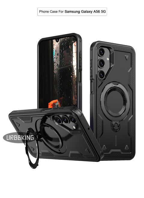 Magnetic Case for Samsung Galaxy A56 5G Case with Stand [Compatible with MagSafe] Drop Protection Shockproof Durable Soft TPU+ PC Phone Case for Samsung Galaxy A56 5G,Black
