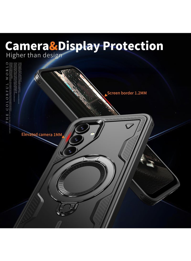 URBBKING - Magnetic Case for Samsung Galaxy A56 5G Case with Stand [Compatible with MagSafe] Drop Protection Shockproof Durable Soft TPU+ PC Phone Case for Samsung Galaxy A56 5G,Black - Image 1