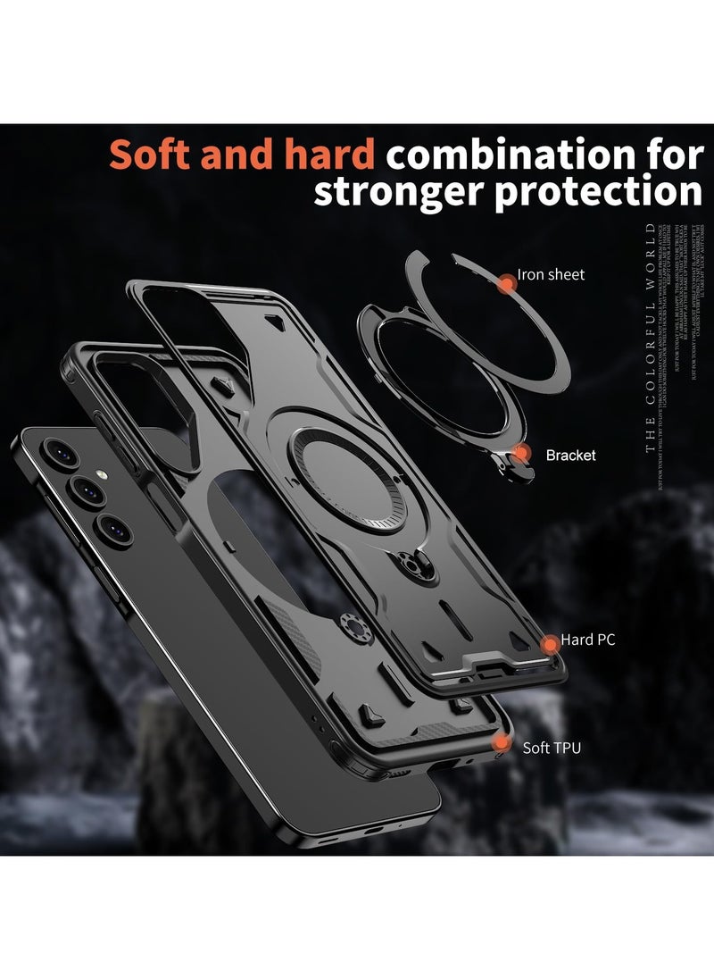 URBBKING - Magnetic Case for Samsung Galaxy A56 5G Case with Stand [Compatible with MagSafe] Drop Protection Shockproof Durable Soft TPU+ PC Phone Case for Samsung Galaxy A56 5G,Black - Image 1