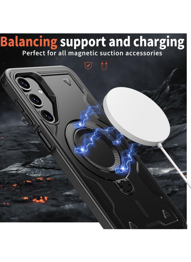 URBBKING - Magnetic Case for Samsung Galaxy A56 5G Case with Stand [Compatible with MagSafe] Drop Protection Shockproof Durable Soft TPU+ PC Phone Case for Samsung Galaxy A56 5G,Black - Image 1