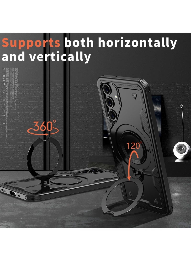 URBBKING - Magnetic Case for Samsung Galaxy A56 5G Case with Stand [Compatible with MagSafe] Drop Protection Shockproof Durable Soft TPU+ PC Phone Case for Samsung Galaxy A56 5G,Black - Image 1