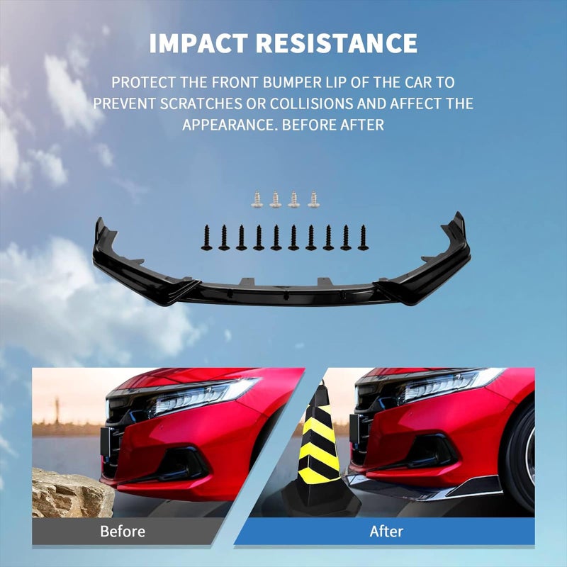 Archaic Front Bumper Lip Compatible for Honda Accord 10.5th Sedan SE/EX-L/LX/Sport/Touring 2021 2022, Splitter Under Chin Body Kit Lower Spoiler - Image 3