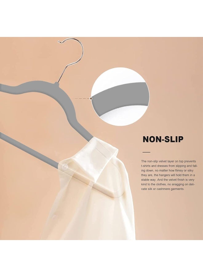 Red Dot Gift® 10-Pack Grey Non-Slip Velvet Hangers 45cm With 360 Degree Rotatable Hook - Durable & Slim - Non Slip Hangers for Coat Hangers - Pant Hangers - Image 4