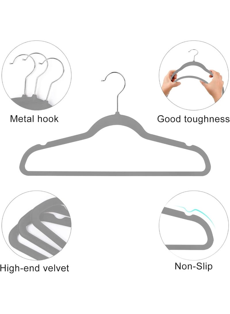 Red Dot Gift® 10-Pack Grey Non-Slip Velvet Hangers 45cm With 360 Degree Rotatable Hook - Durable & Slim - Non Slip Hangers for Coat Hangers - Pant Hangers - Image 2
