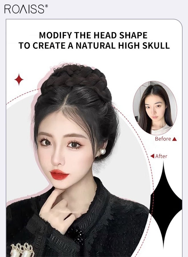 roaiss Women's Braided Hair Bun Extensions, High Temperature Synthetic  Fiber Wig,Breathable Braided Wig Bun, Suitable for Modifying Head Shape and Daily Use Natural Black - Image 4