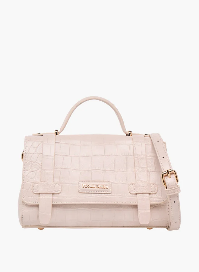 Flora Bella By Shoexpress Textured Crossbody Bag with Detachable Strap and Flap Closure