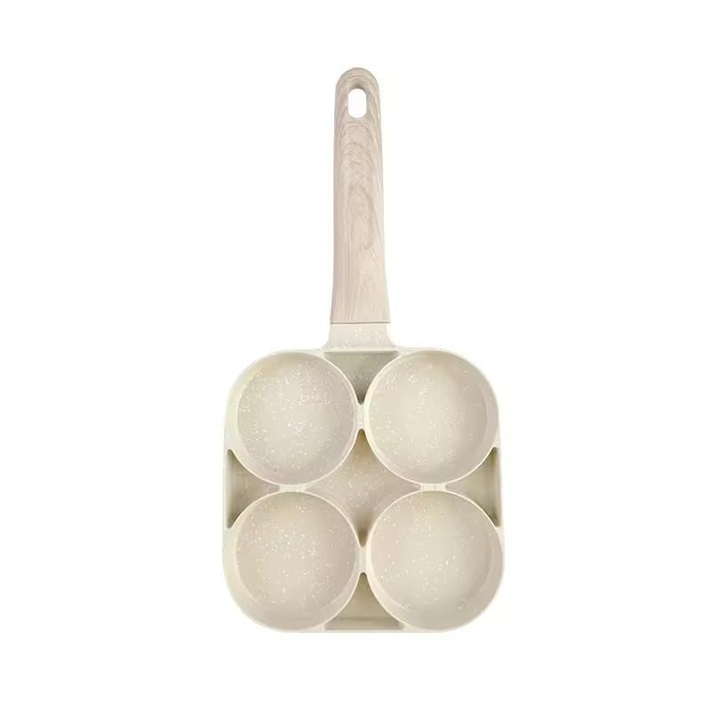 Hidak مقلاة بيض غير لاصقة هيداك 4 أقسام - مقلاة متعددة الاستخدامات لعمل الأومليت، الأوتابام، الإيدلي، والفطائر - طباخ من سبائك الألمنيوم لأعمال المطبخ المتعددة للإفطار (أبيض) - Image 1