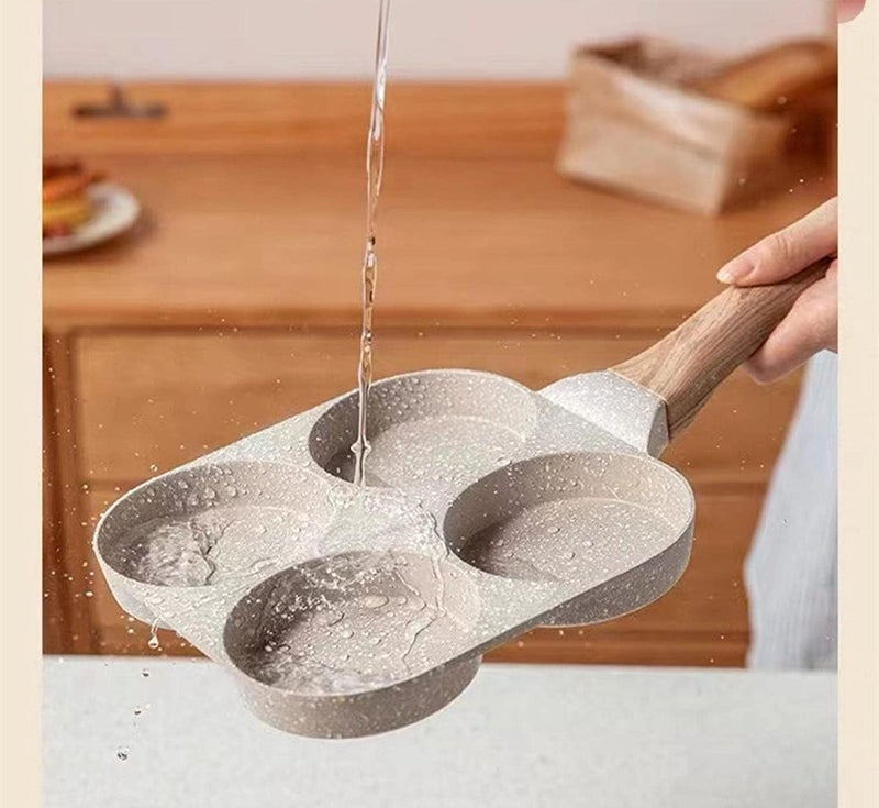 Hidak مقلاة بيض غير لاصقة هيداك 4 أقسام - مقلاة متعددة الاستخدامات لعمل الأومليت، الأوتابام، الإيدلي، والفطائر - طباخ من سبائك الألمنيوم لأعمال المطبخ المتعددة للإفطار (أبيض) - Image 4