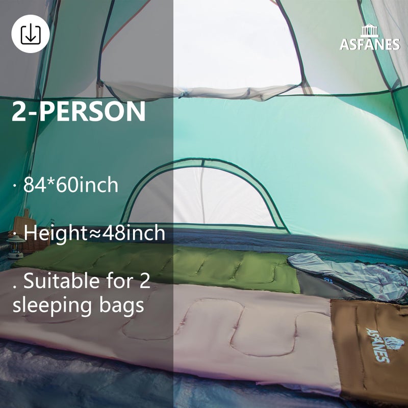 ASFANES 2 Person Waterproof Tents for Camping Easy Setup Outdoor Portable Backyard Camping Tents Suitable for Car Camping, Backpacking, Hiking, Picnic or Fishing, Army Green - Image 5