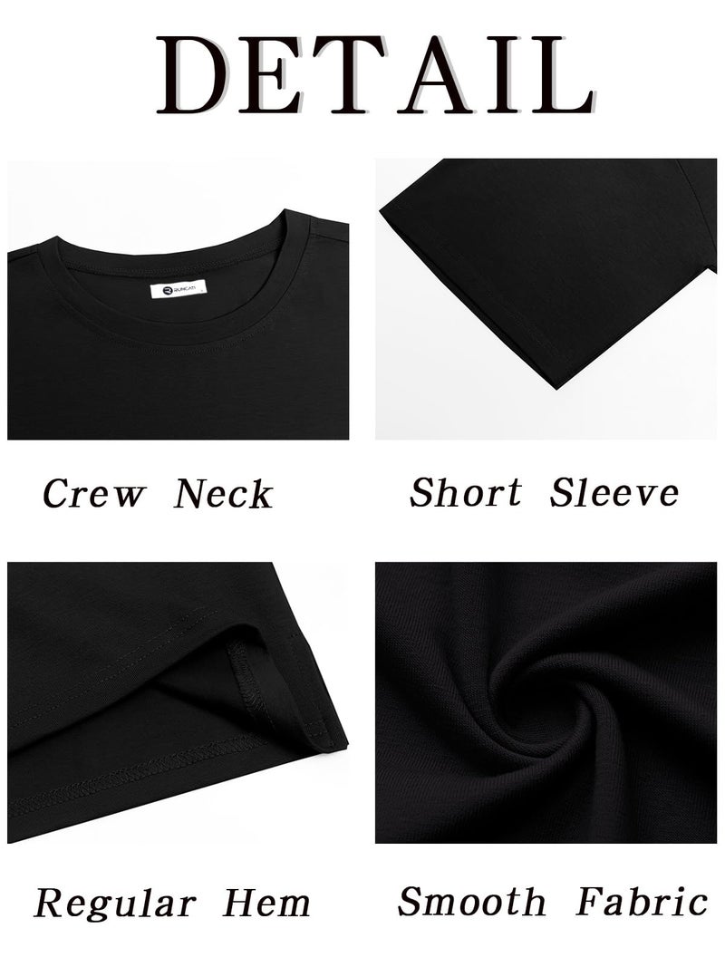 Runcati Mens Casual T-Shirts Short Sleeve Lightweight Oversized Summer Cotton Tee Beach Crew Neck Tops Black - Image 5