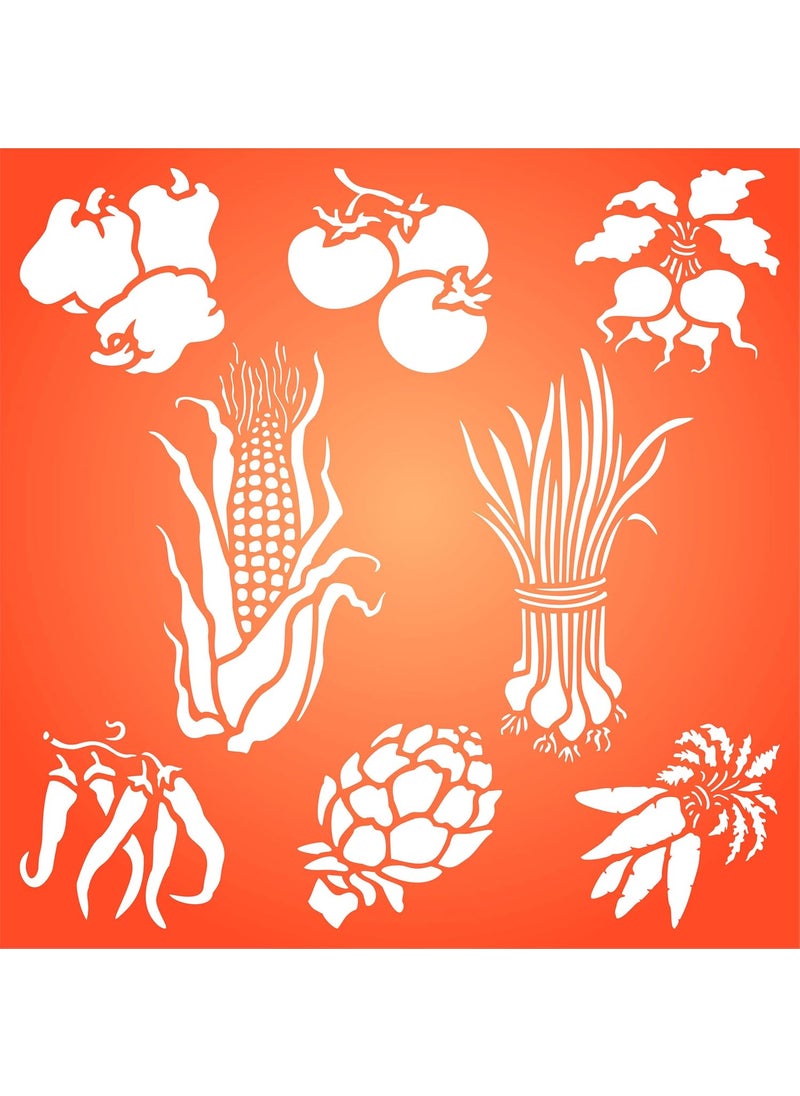 Usnyabni Vegetable Stencil, 6.5 x 6.5 inch (S) - Corn Tomato Radish Pepper Chili Carrot Asparagus Scallions Vegetables Stencils  - Image 5