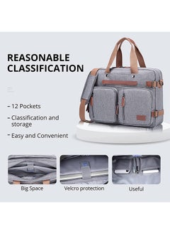 Arabest 3 in 1 Laptop Backpack, 17.3 Inch Laptop Bag Messenger Bag Shoulder Bag for Men/Women, Water-Proof Briefcase Multi-functional Notebook Computer Bag for Travel Business, Nylon Grey  - Image 4