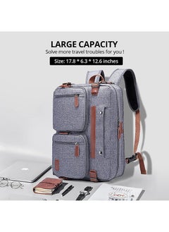 Arabest 3 in 1 Laptop Backpack, 17.3 Inch Laptop Bag Messenger Bag Shoulder Bag for Men/Women, Water-Proof Briefcase Multi-functional Notebook Computer Bag for Travel Business, Nylon Grey  - Image 2