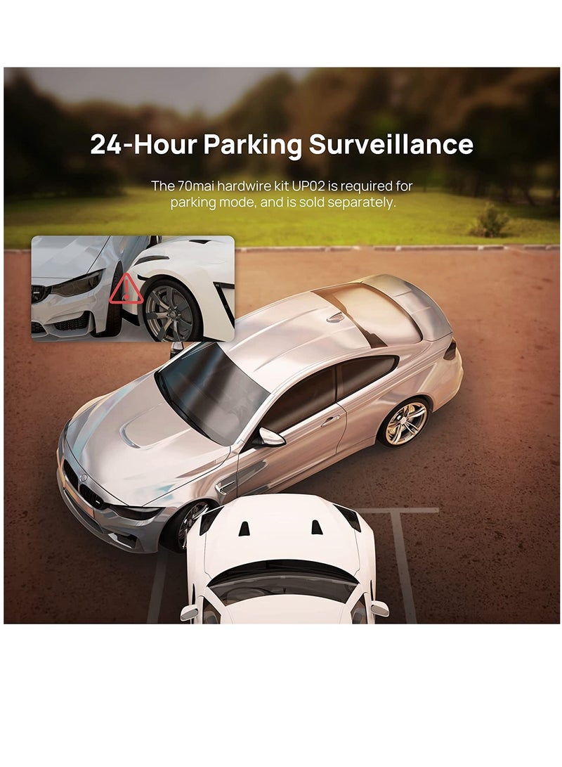 70 ماي كاميرا داش سمارت 4K A800، دقة 4K الأصلية IMX415، GPS مدمج وADAS، واي فاي، مستشعر G، شاشة IPS 3 إنش، تطبيق iOS/Android - Image 2
