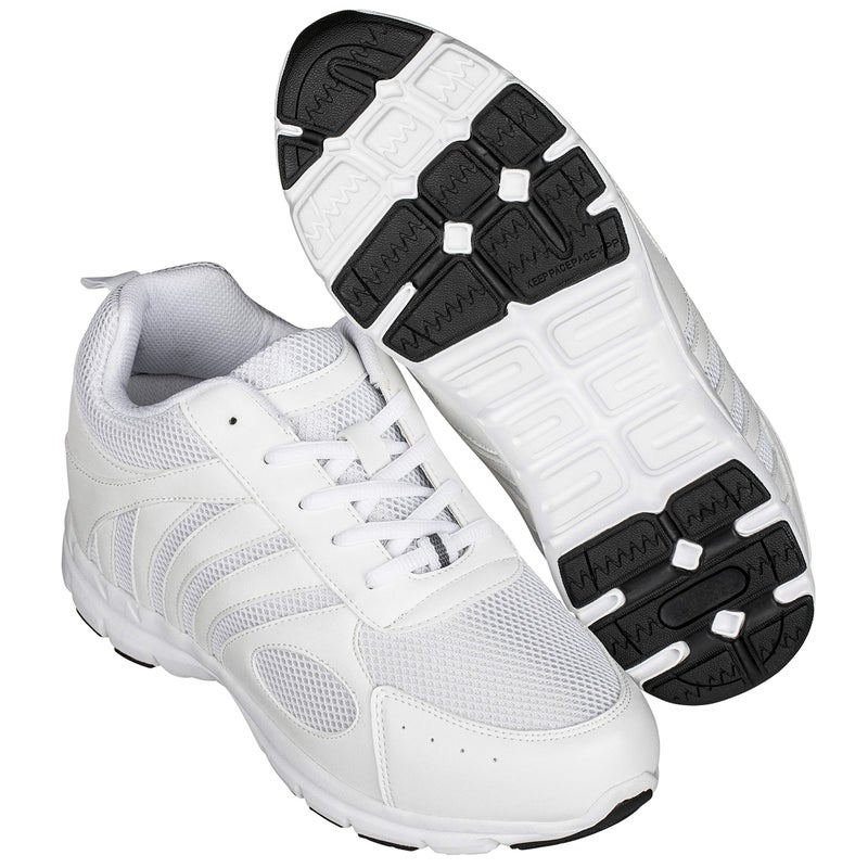 CALTO Men's Invisible Height Increasing Elevator Shoes - White Leather/Mesh Lace-up Super Lightweight Trainer Sneakers - 3 Inches Taller - G3303 - Size 8 D(M) US - Image 5