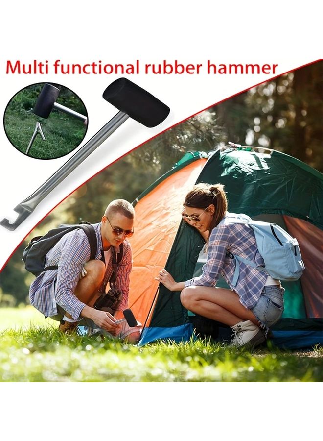 Outdoor Camping Tent Hammer With Rubber Mallet Head Durable Metal And Rubber Construction For Securing Tent Pegs Perfect For Hiking Adventure 1pc - Image 1