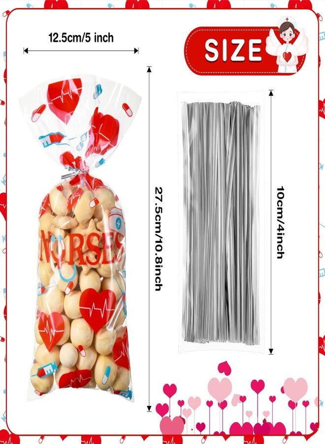 Yisong 100 Pack Nurses Week Gift Bags Bulk Nursing Candy Bags Goody Bags Medical Gift Bag Treat Bags for National Nurse Day, Nursing Graduation Congrats, Nurse Doctor Theme Party Favors Supplies (Clear - Image 2