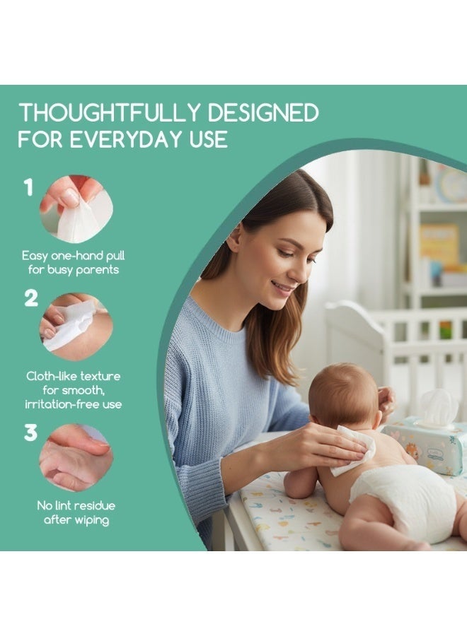 Premium Baby Wet Wipes 80 Sheets – Soft Moisturizing Wipes for Diaper Change, Hands and Face Cleaning for Sensitive Skin - Image 4