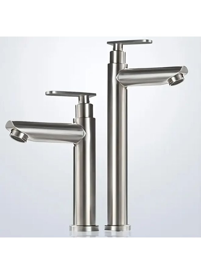 Modern Single Hole Kitchen Faucet Brushed Chrome Finish Silvery Stainless Steel Rust Resistant - Image 2
