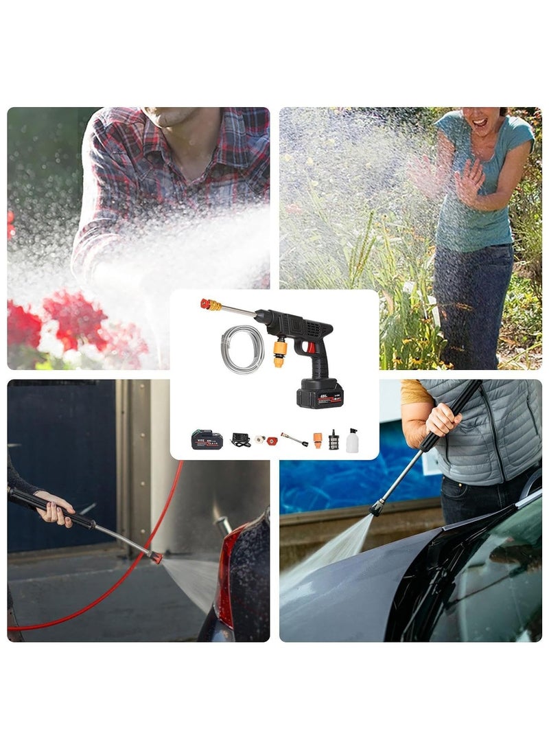 48V High-Pressure Water Sprayer, Car Washing Machine, 5M Range, Cordless Portable Electric Water High Pressure Washer Gun, Used For Car Washing, Floor Cleaning & Garden Watering - Image 2