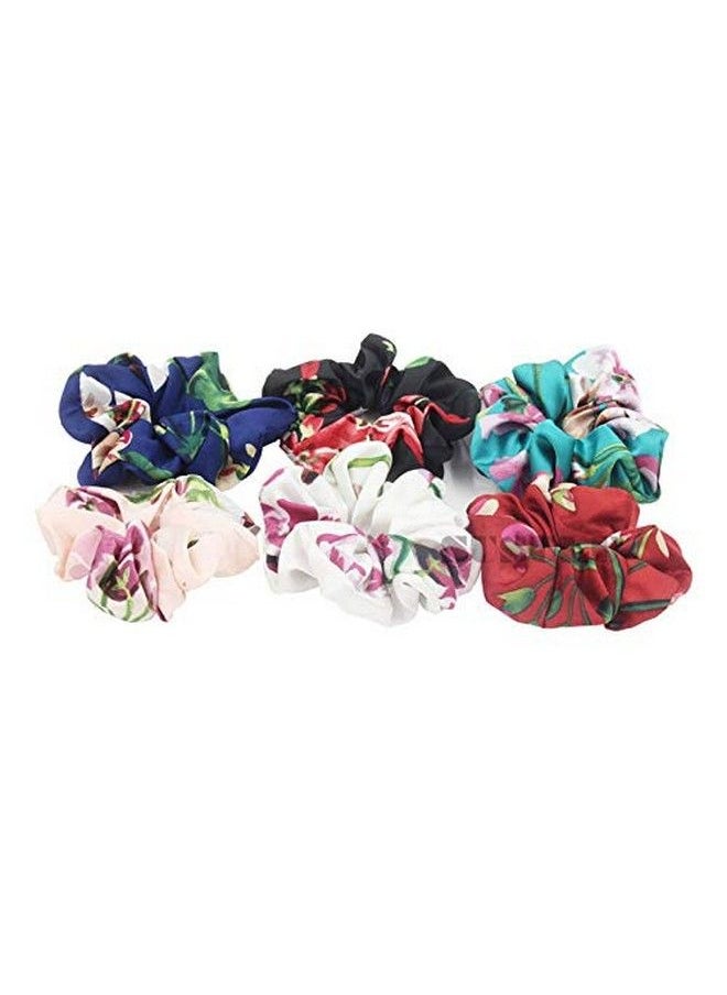 Fameza FAMEZA Women's Country Small Floral Chiffon Fabric Hair Scrunchies (Roses Flower Mix | 6pcs)  - Image 3