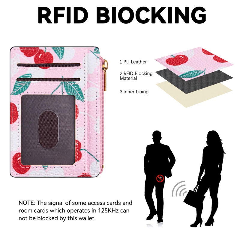 Tipmile Credit Card Holder for Women Slim Minimalist Front Pocket RFID Blocking Wallet Small Compact Card Case with ID Window, Cherry Berry - Image 2
