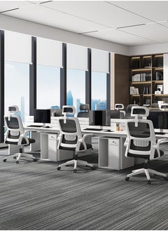 بينغ جنرال كراسي مكاتب منزلية مُتوافقة مع المهندسة البشرية، كراسي مكاتب منزلية شبكية ذات عجلات، كراسي عمل كمبيوتر للبالغين، كراسي مكاتب رمادية/بيضاء للدراسة والعمل  - Image 2