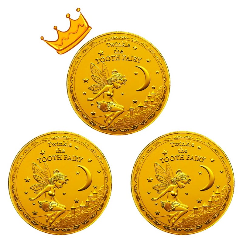 PAMBO Tooth Fairy Coins for Lost Tooth Kids with Gold-Plated,1.7Inch, Set of 3 - Image 1