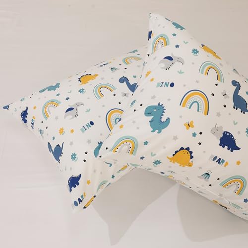Bhoomi Impex Little Head Sleepy Toddler Pillowcase- Pack of 2 Flannel Cotton Pillow Case Fits - Dino World, 12x16 | Exciting Dinosaur Theme - Image 1