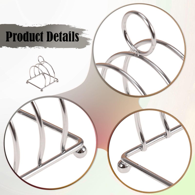 Stainless Steel 3 Slot Toast Rack Space Saving Bread Stand Organizer Silver - Image 4