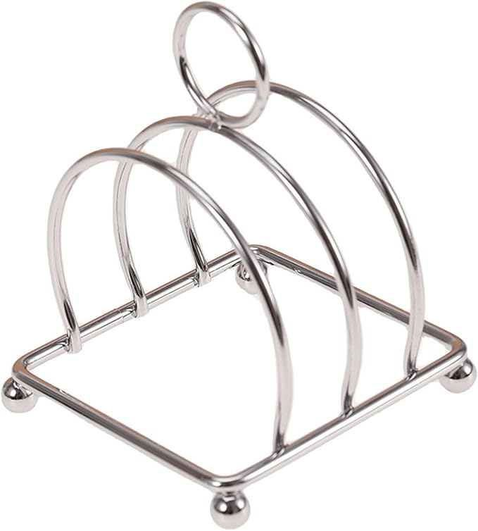 Stainless Steel 3 Slot Toast Rack Space Saving Bread Stand Organizer Silver - Image 1
