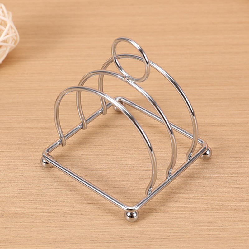 Stainless Steel 3 Slot Toast Rack Space Saving Bread Stand Organizer Silver - Image 5