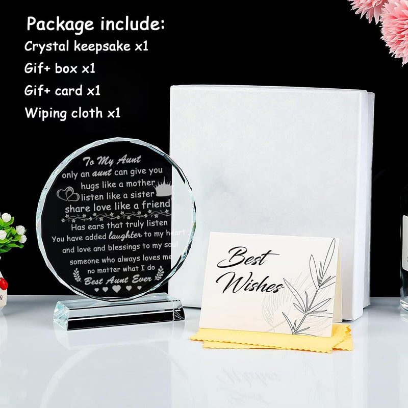 Movdyka Aunt Gifts from Niece Nephew Best Aunt Ever GiftsUnique Circle Glass Keepsakes Gifts Ideas for Auntie Favorite Unique Aunt Home Office Decor Gifts for Mothers Day Birthday or Thanksgiving - Image 5