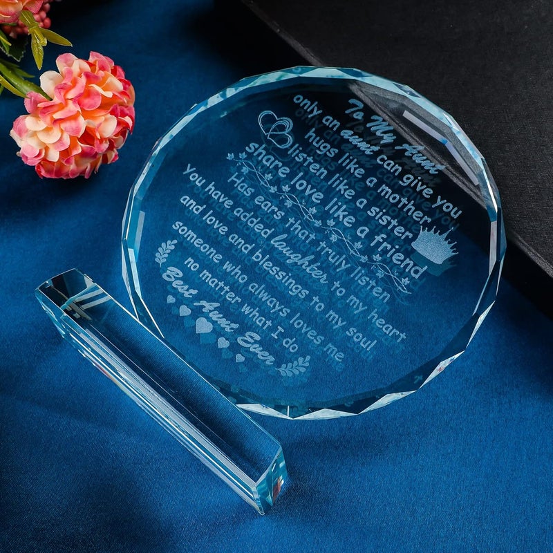 Movdyka Aunt Gifts from Niece Nephew Best Aunt Ever GiftsUnique Circle Glass Keepsakes Gifts Ideas for Auntie Favorite Unique Aunt Home Office Decor Gifts for Mothers Day Birthday or Thanksgiving - Image 3