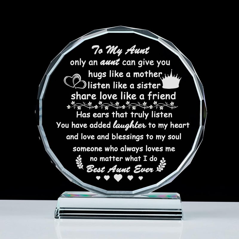 Movdyka Aunt Gifts from Niece Nephew Best Aunt Ever GiftsUnique Circle Glass Keepsakes Gifts Ideas for Auntie Favorite Unique Aunt Home Office Decor Gifts for Mothers Day Birthday or Thanksgiving - Image 1