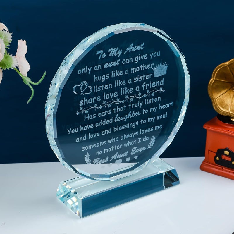 Movdyka Aunt Gifts from Niece Nephew Best Aunt Ever GiftsUnique Circle Glass Keepsakes Gifts Ideas for Auntie Favorite Unique Aunt Home Office Decor Gifts for Mothers Day Birthday or Thanksgiving - Image 2