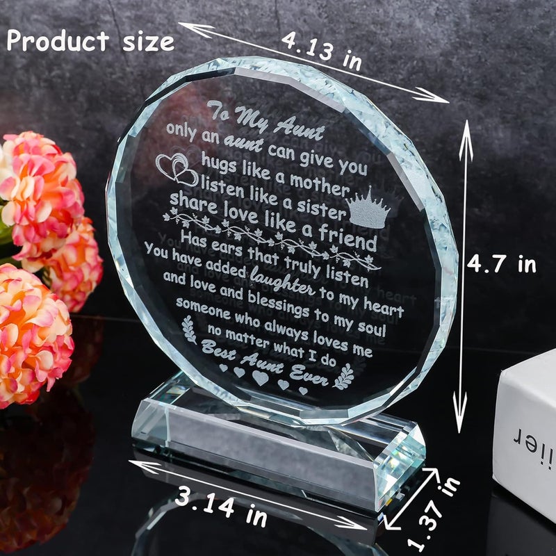 Movdyka Aunt Gifts from Niece Nephew Best Aunt Ever GiftsUnique Circle Glass Keepsakes Gifts Ideas for Auntie Favorite Unique Aunt Home Office Decor Gifts for Mothers Day Birthday or Thanksgiving - Image 4