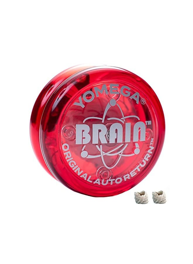 Yomega The Original Brain - Professional Yoyo for Kids and Beginners, Responsive Auto Return Yo Yo Best for String Tricks + Extra 2 Strings & 3 Month Warranty (Red) - Image 1