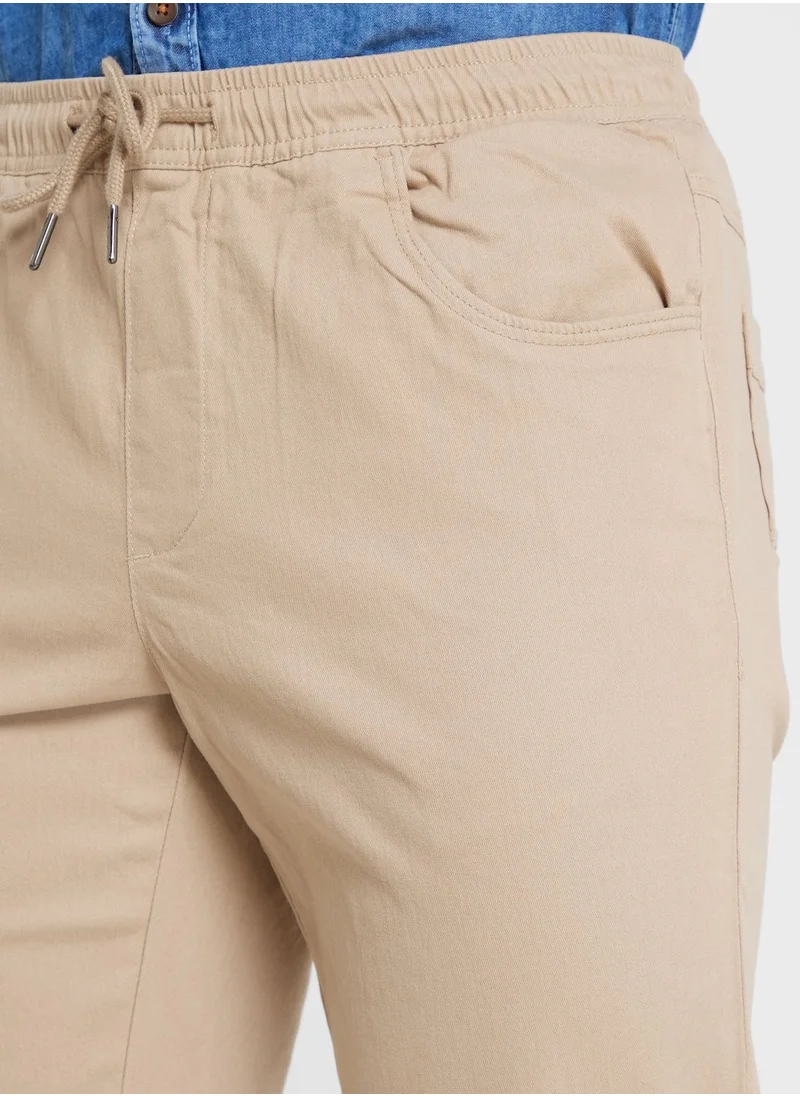 Thomas Scott Thomas Scott Men Beige Joggers Trousers