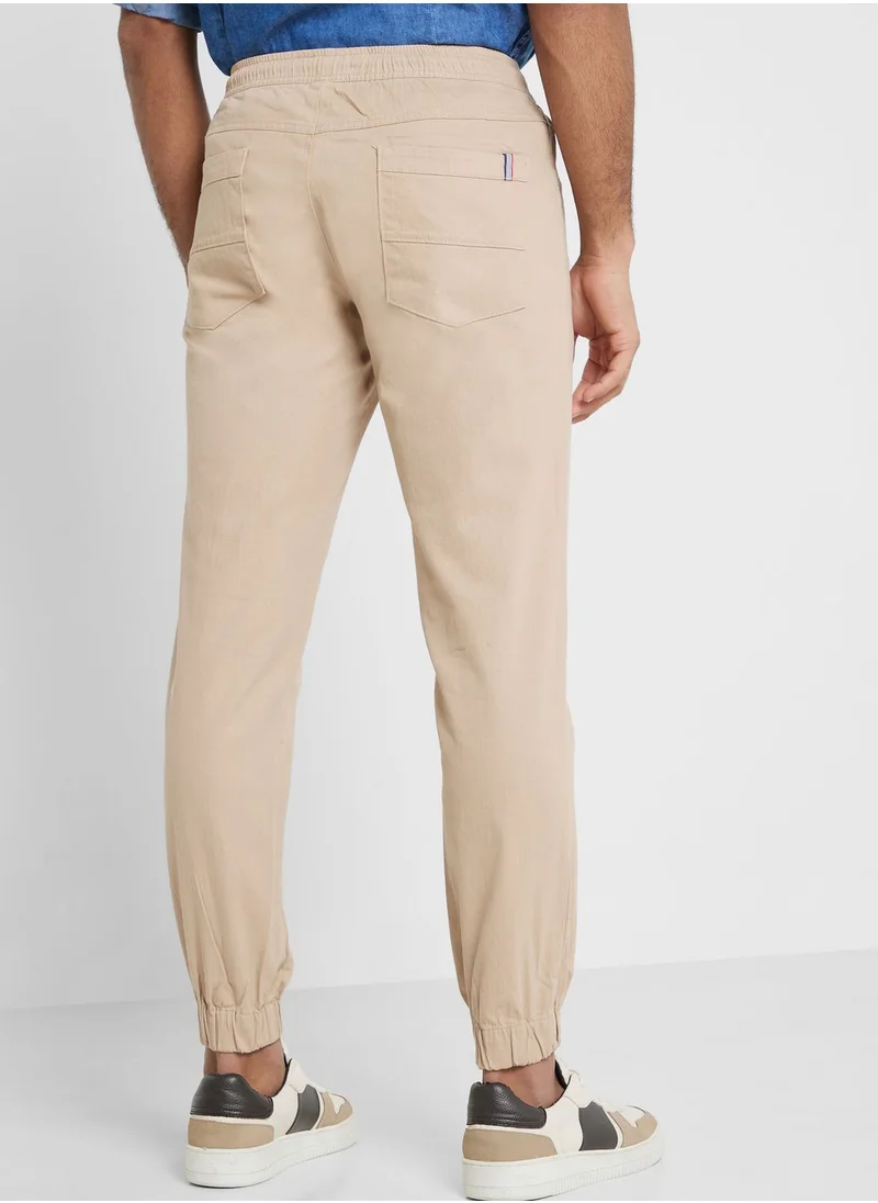Thomas Scott Thomas Scott Men Beige Joggers Trousers