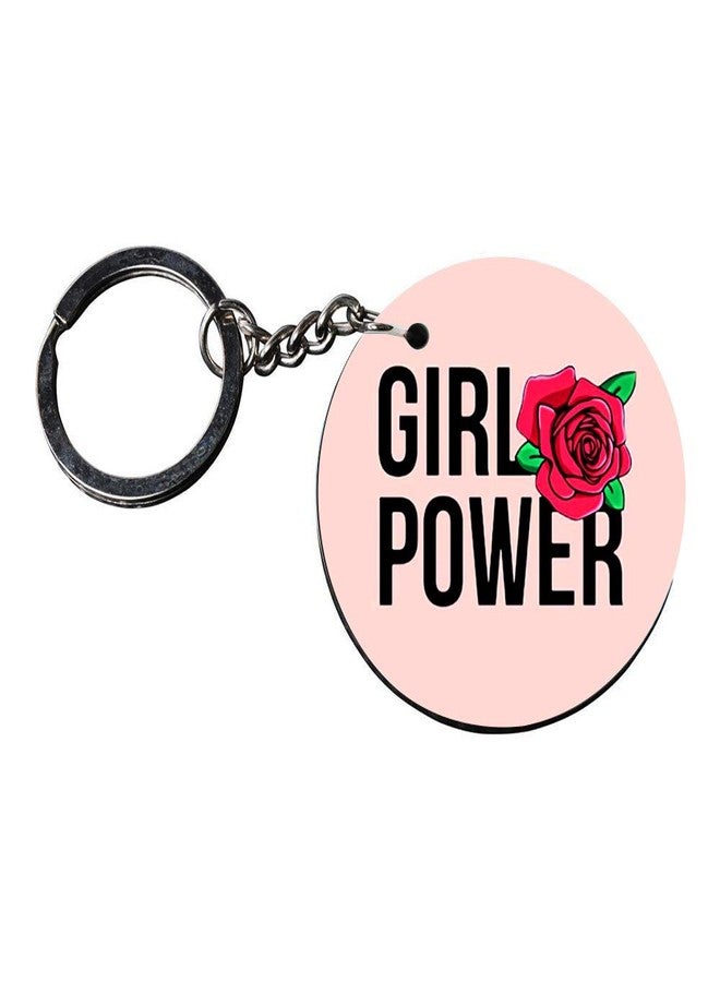 Anuman007 | keychain girls power | keychain for royal enfield bullet Printed Wooden Keychains | Circle Shape Set of 2 keyrings 2x2 inch - Image 3