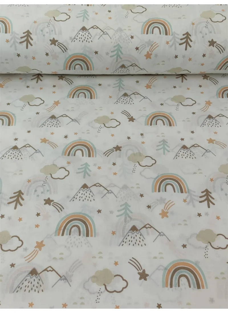 Bebek Özel Baby Special 100% Cotton Baby and Kids Elastic Bed Sheet Brown Rainbow 70X110