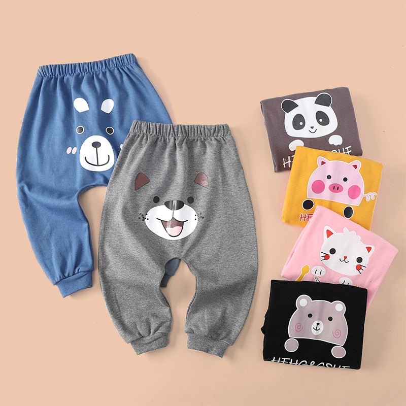 2021 New Children'S Pants Casual Harlan Pants Boys And Girls Solid Color Big Pp Pants Baby Cotton Trousers - Image 2