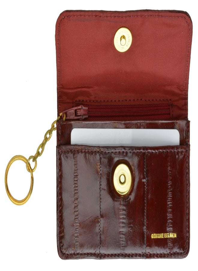 MARSHAL Eel Skin Soft Leather Change Purse Coin Wallet with Key Ring - Image 1