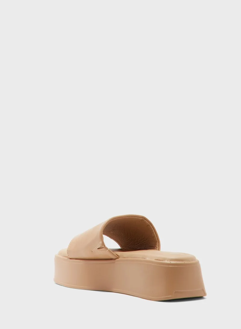 Truffle Chunky Slider Flat Sandal