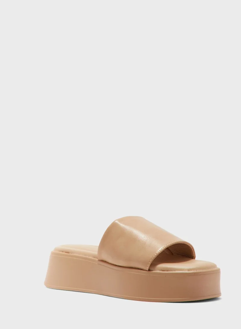 Truffle Chunky Slider Flat Sandal