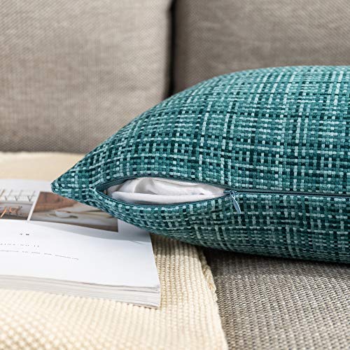 K KEVIN TEXTILE Kevin Textile Pack of 2 Decorative Outdoor Waterproof Throw Pillow Covers Lumbar Pillowcases Modern Cushion Cases for Patio Couch Bench 12 x 20 Inch Teal - Image 5