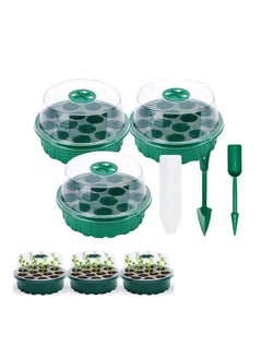 Excefore Plant Germination Trays Kit, Thicken Round Seed Trays 3Pack Cells Potting Trays, Seed Propagators Trays with Lids, Propagators for Plants Seed Growing Garden Greenhouse  - Image 1